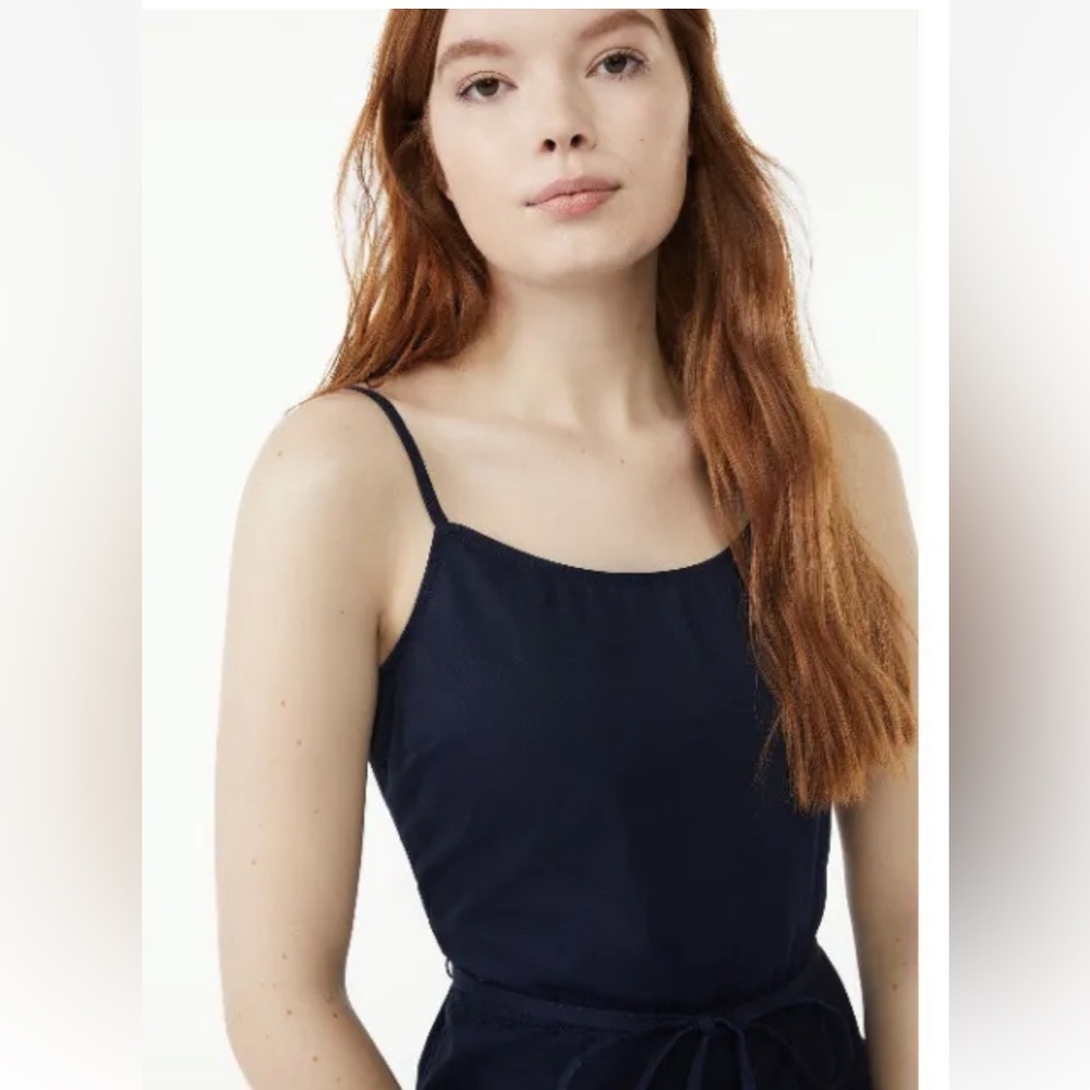 Free Assembly Dress Size Medium Strappy Tiered A Line Midi Navy Blue Cotton NWT - Picture 4 of 4